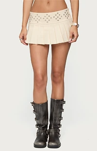 Edikted Lovina Grommet Pleated Mini Skort