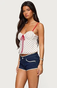 Edikted Contrast Polka Dot Cupped Chiffon Top