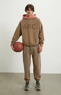 A.R.C. Brown Vintage Wash Heavyweight Fleece Crew Neck Sweatshirt