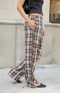 John Galt Brown Plaid Anastasia Sweatpants