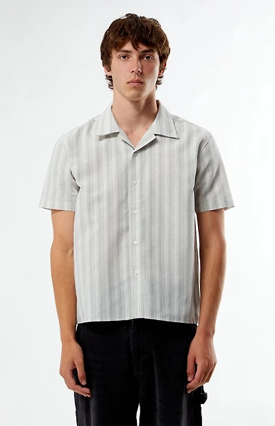 Pacsun Gray Striped Linen Camp Shirt