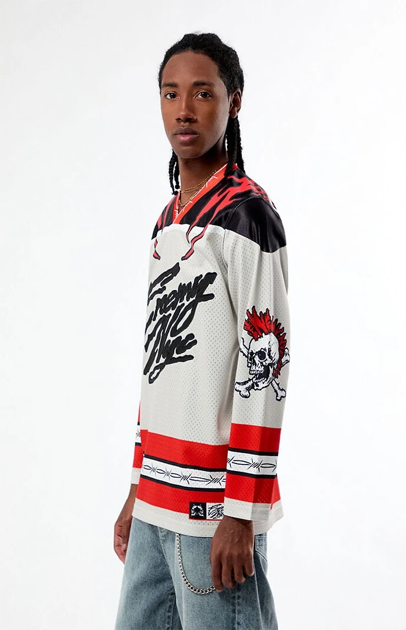 Enemy NYC White & Red Diluted Hockey Jersey