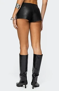 Edikted Grommet Faux Leather Micro Shorts