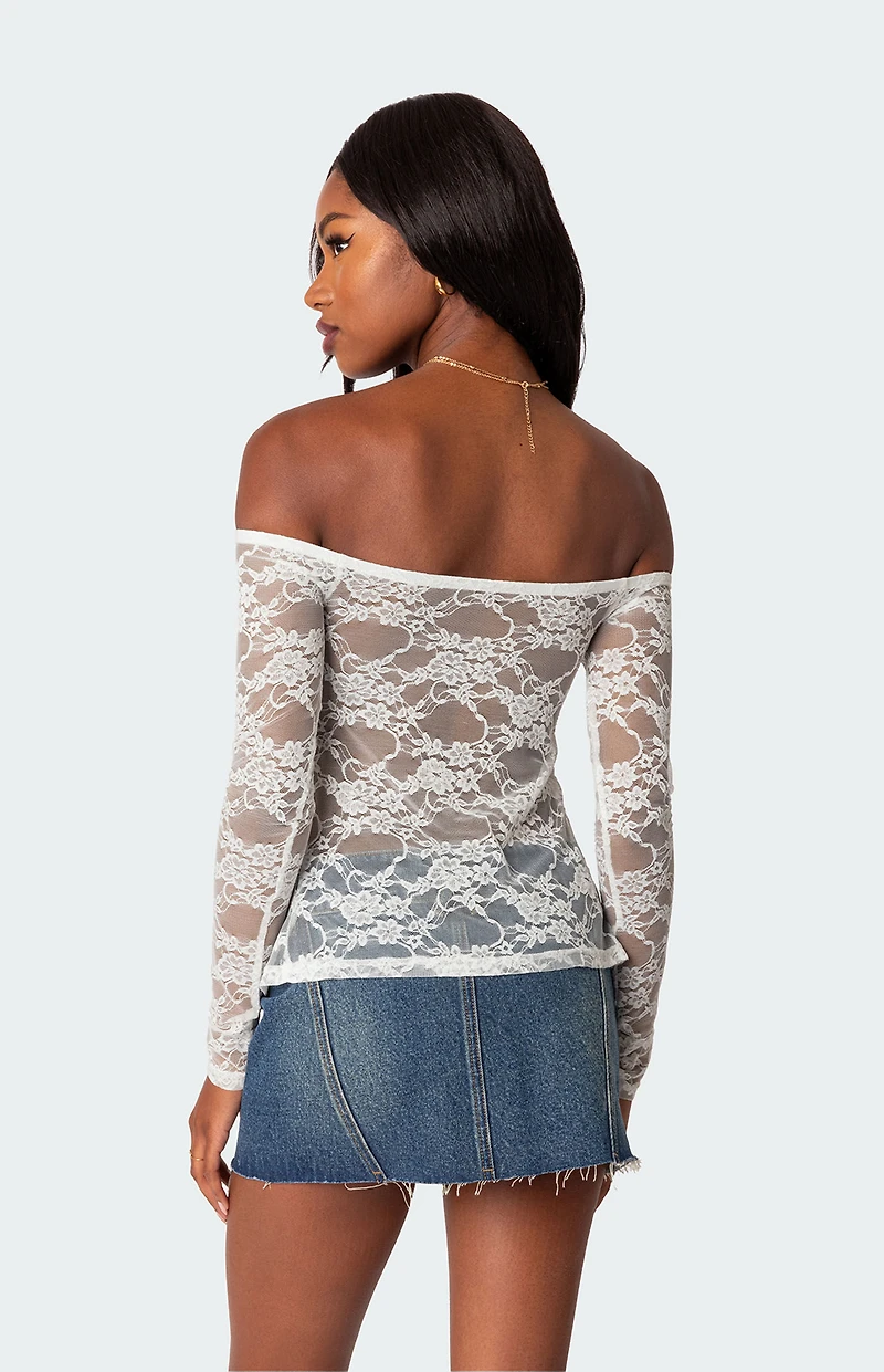 Edikted Odessa Split Front Sheer Lace Top