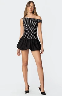 Edikted Polka Dot Asymmetric Bubble Skirt Mini Dress