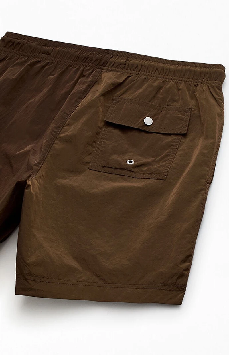 Pacsun Brown Salt Solid 6" Volley Swim Trunks