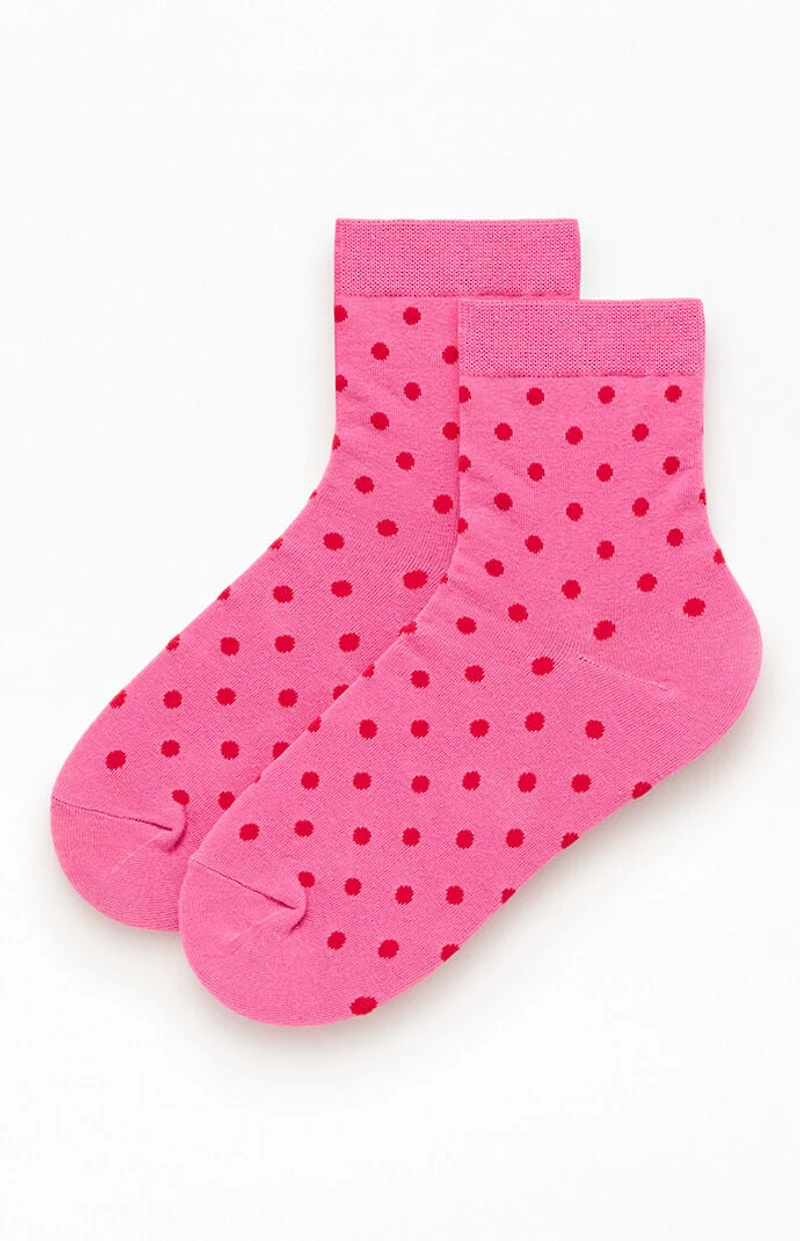 John Galt Pink Polka Dot Ankle Socks