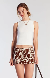 Pacsun Cow Print Low Rise Denim Micro Skirt