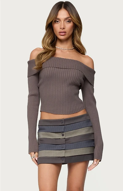 Edikted Lauren Knit Fold Over Top