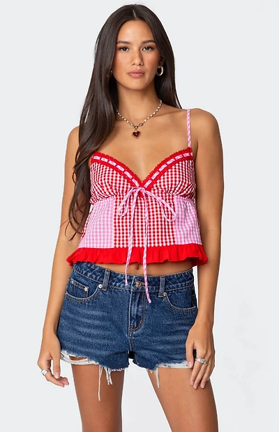Edikted Joanne Mixed Gingham Tank Top