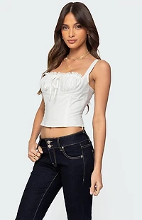 Edikted Dulcie Dotted Cotton Bustier Top