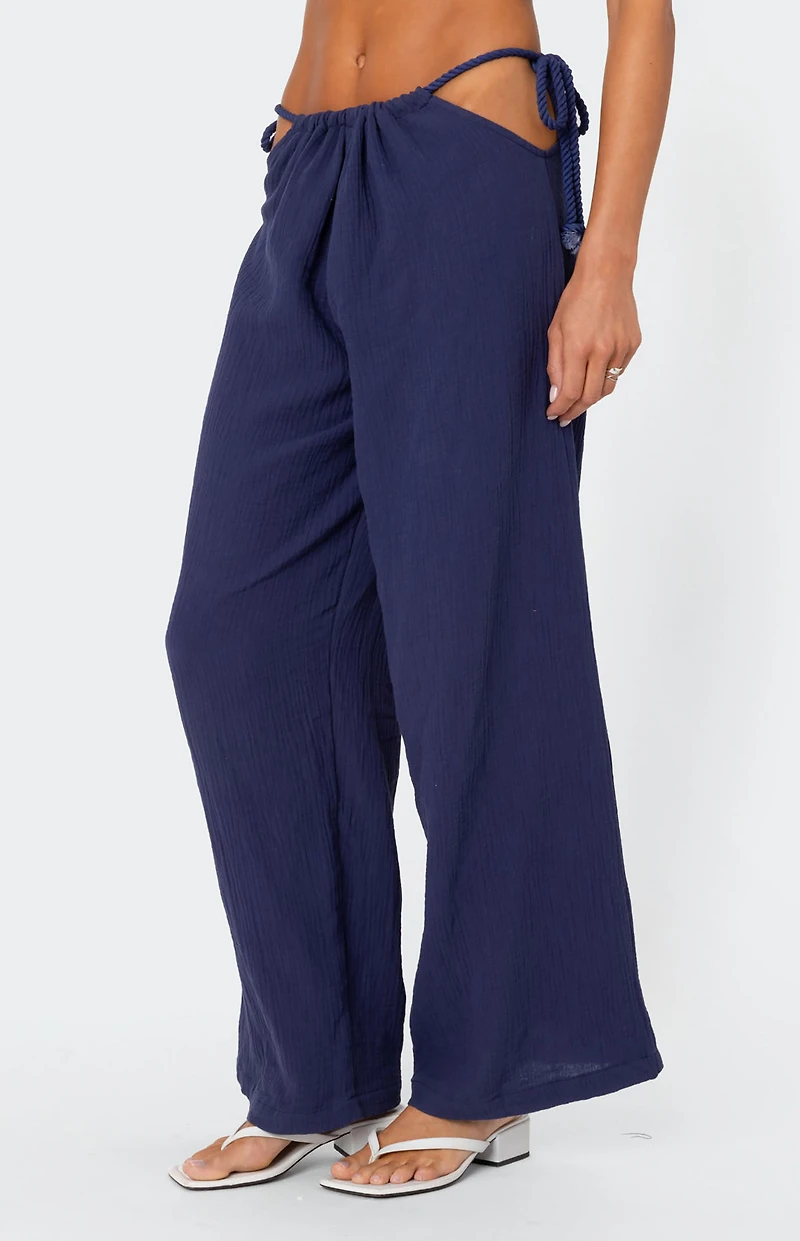 Edikted Leoni Side Tie Cotton Gauze Pants