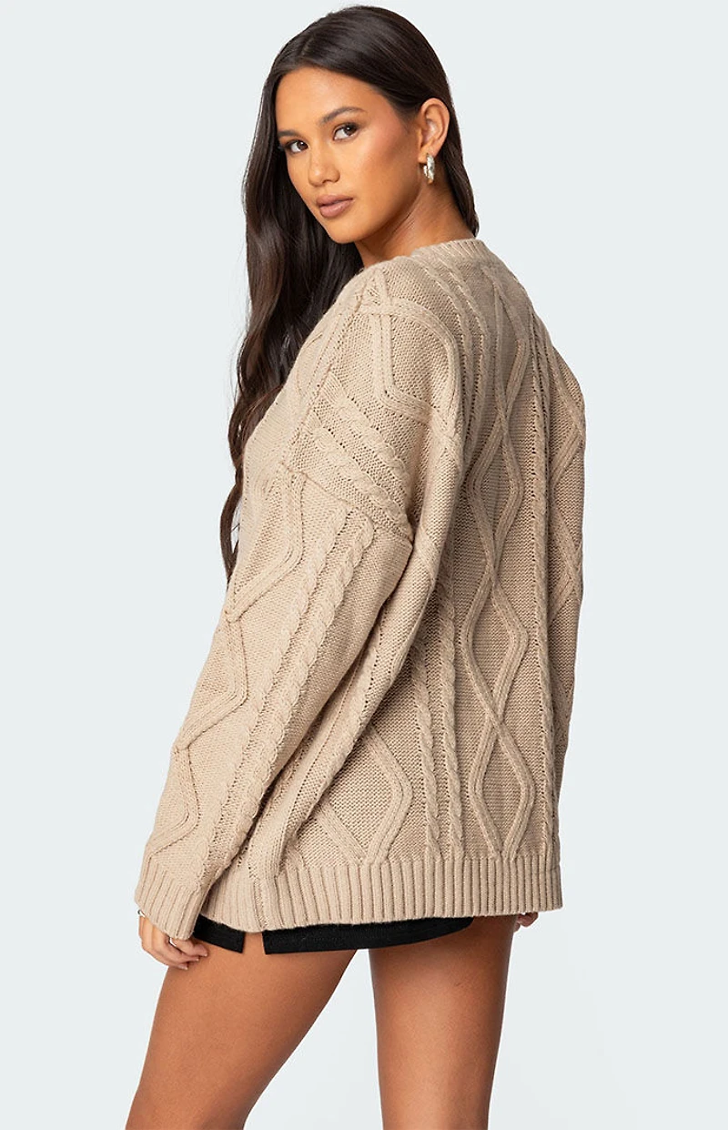Edikted Kennedy Oversized Cable Knit Sweater