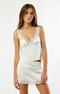 Beverly and Beck Sarah Satin Lace Strap Tank Top