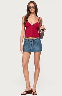 Edikted Kellyn Button Contrast Babydoll Top