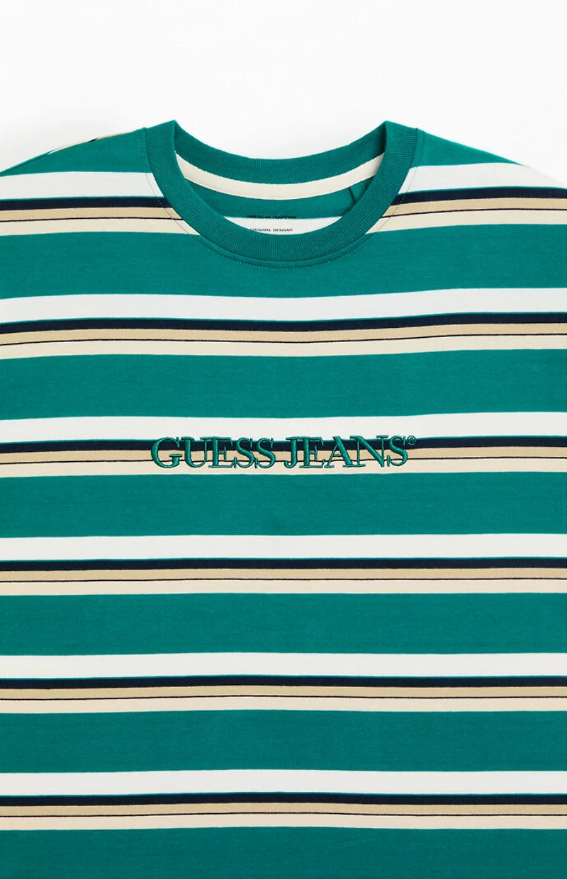 Guess Jeans Striped Embroidered T-Shirt