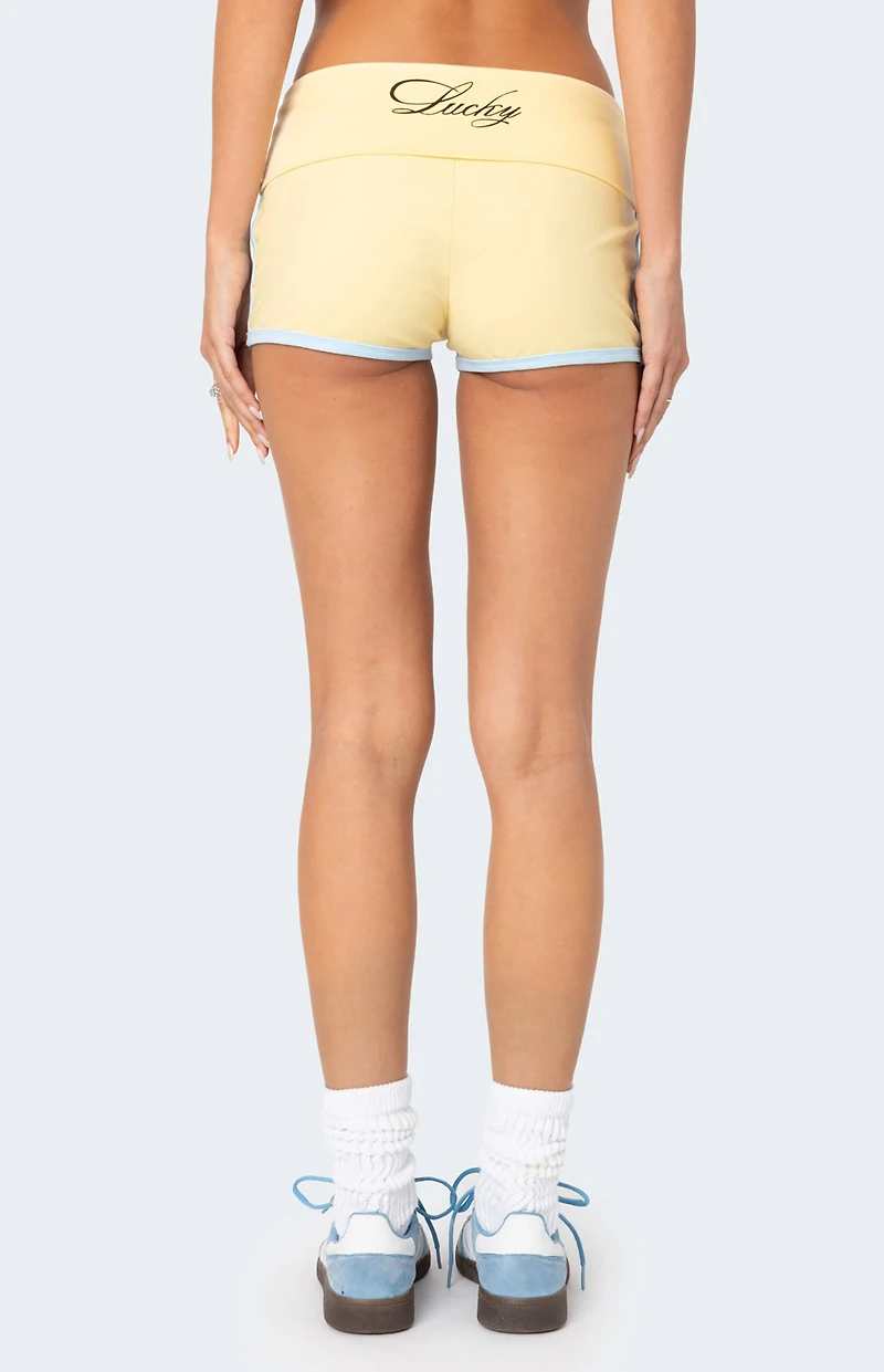 Edikted Lucky Contrast Fold Over Shorts