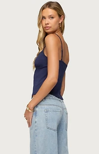 Edikted Delia Sweetheart Button Up Tank Top