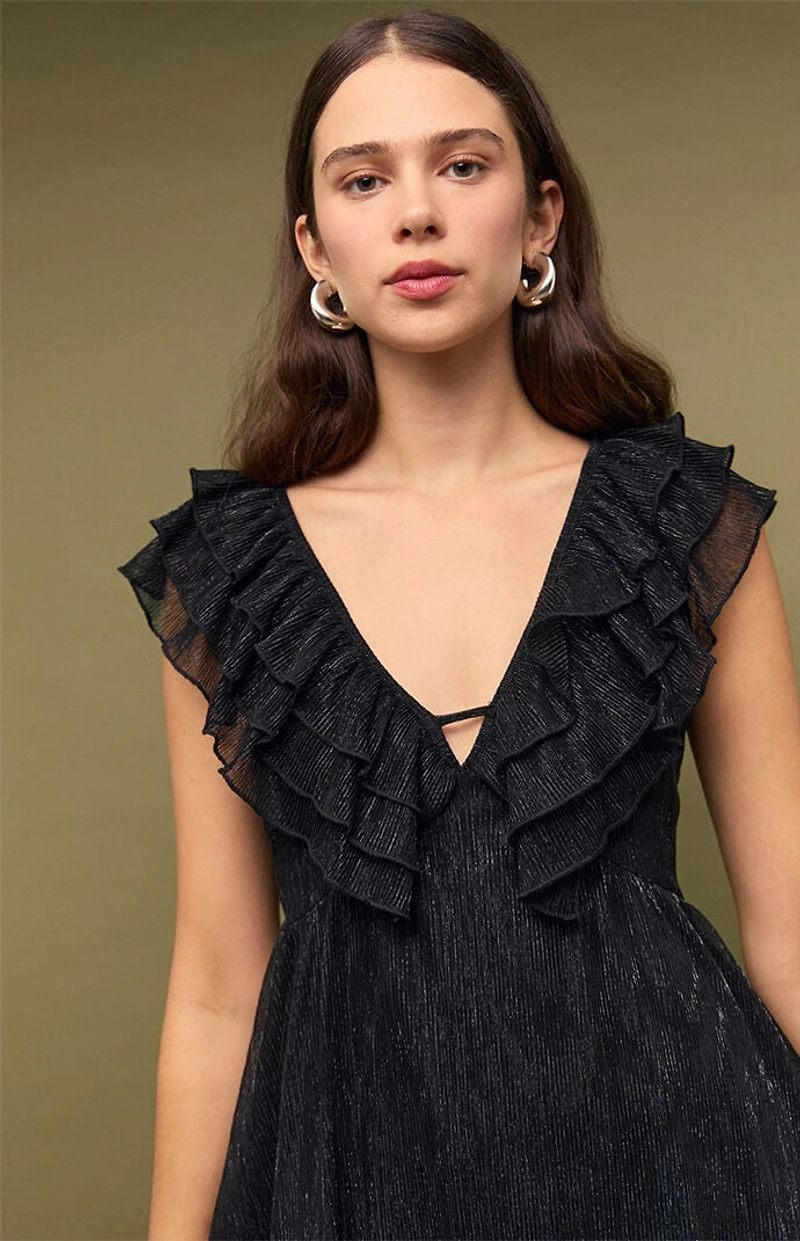 MINKPINK Greta Plisse Lurex Mini Dress