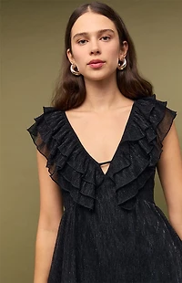 MINKPINK Greta Plisse Lurex Mini Dress