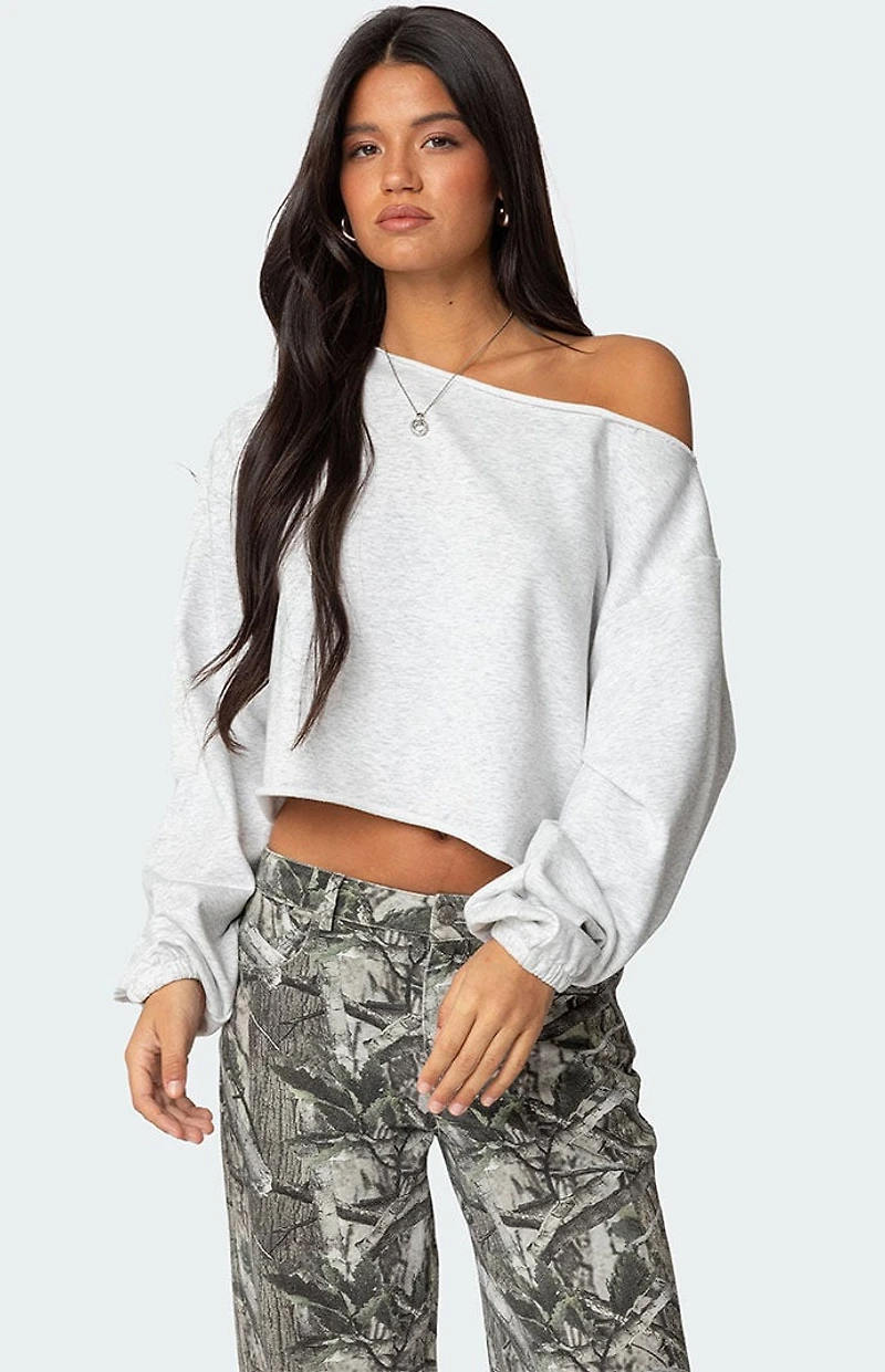 Edikted Aveline Off Shoulder Light Sweatshirt
