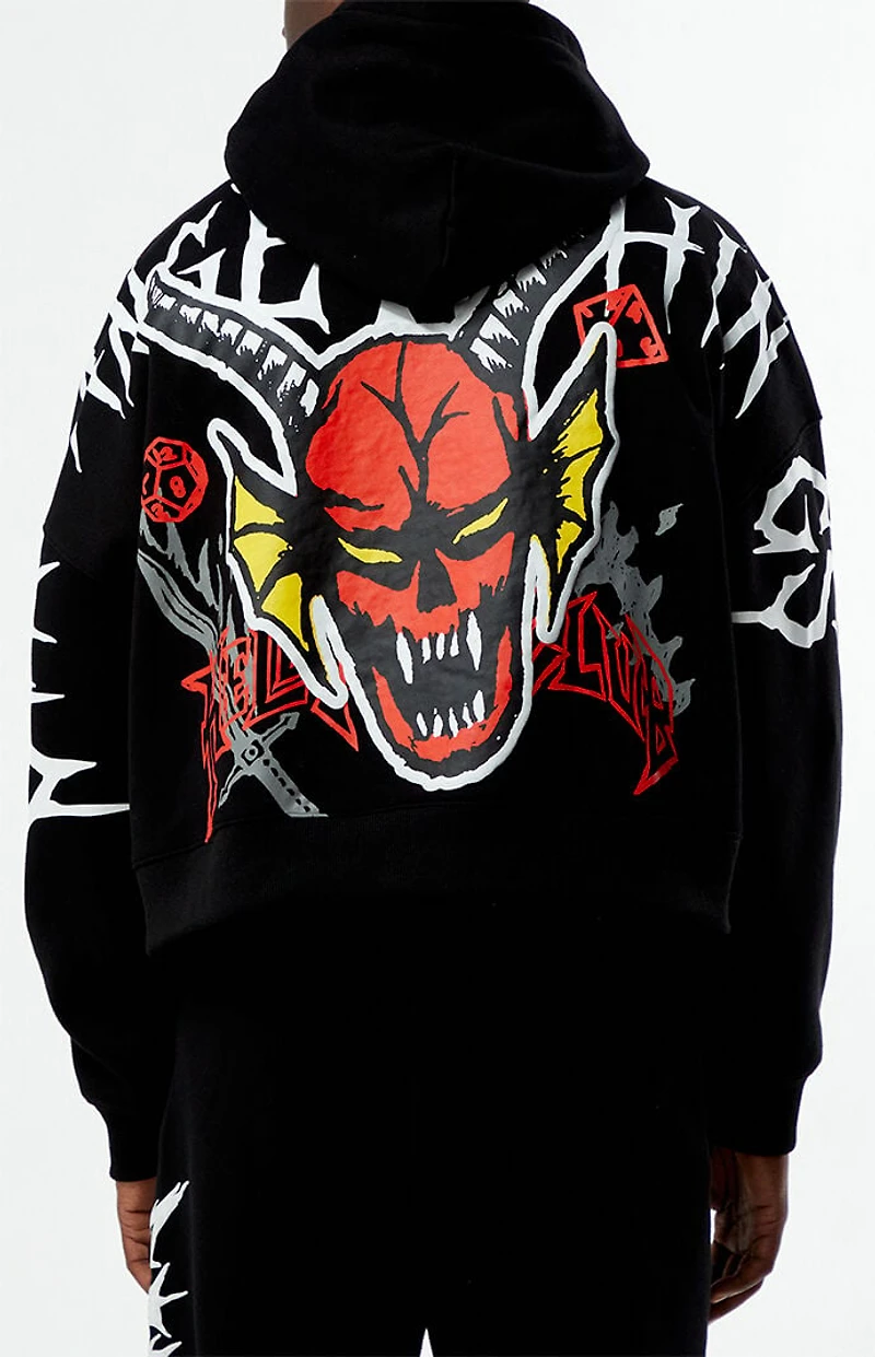 Netflix x Stranger Things Black Hellfire Club Cropped Hoodie