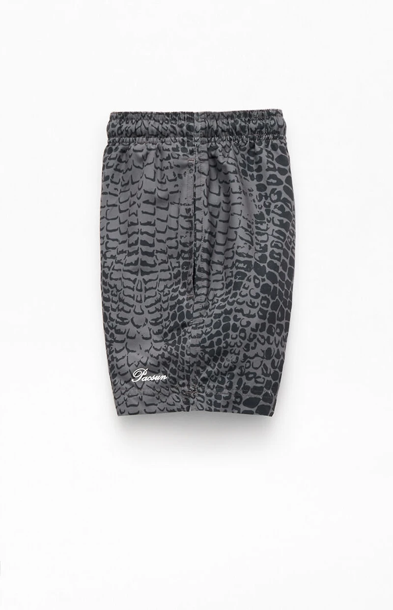Pacsun Black Crocodile 4.5" Swim Trunks