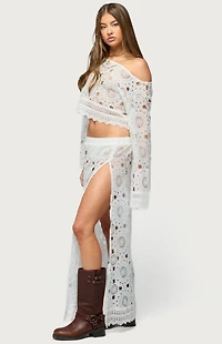 Edikted Milana Sheer Lace Off Shoulder Top