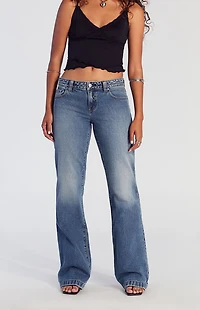 Pacsun Jade Low Rise Bootcut Jeans Button Pocket Medium Indigo