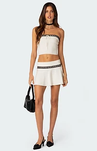 Edikted Khloe Lacey Bow Ribbon Knit Mini Skirt