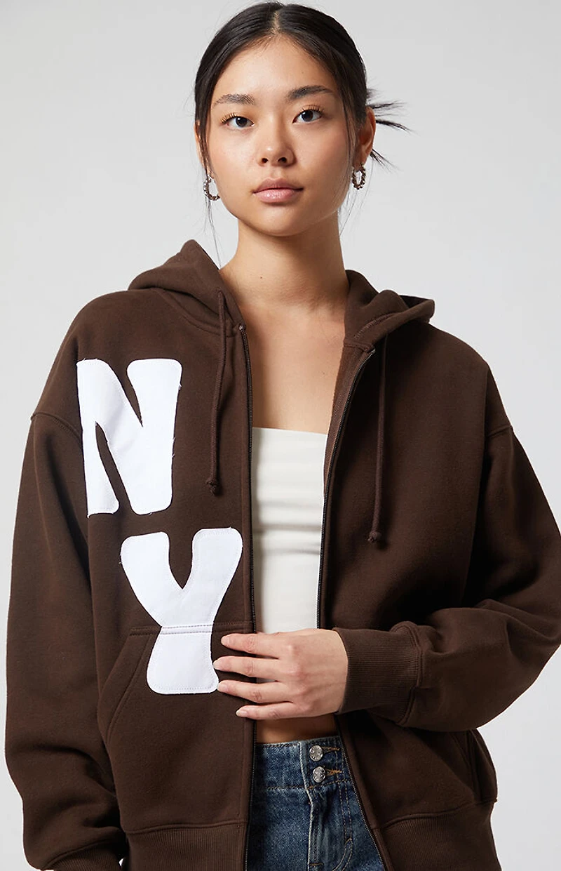 Pacsun Big NY Zip Up Oversized Hoodie