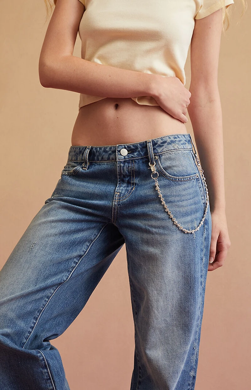 RARE DNM EDIT Medium Blue Low Rise Girlfriend Jeans