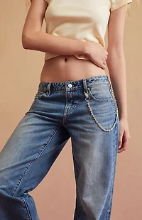 RARE DNM EDIT Medium Blue Low Rise Girlfriend Jeans