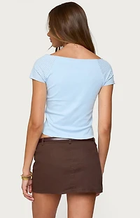 Edikted Marina Raglan Stripey T-Shirt
