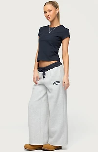 Edikted Petite Contrast Embroidered Sweatpants