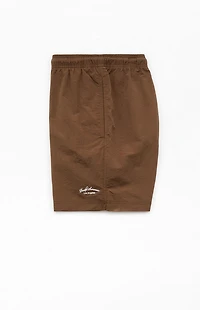 Pacsun Brown Collegiate 6.5" Swim Trunks