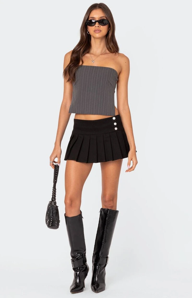 Edikted Pinstripe Open Back Strapless Top