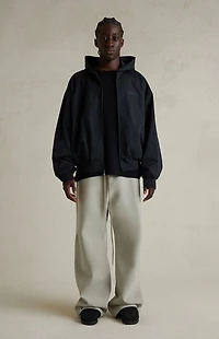 Fear of God ESSENTIALS Jet Black Poly Cotton Twill Zip Up Hoodie
