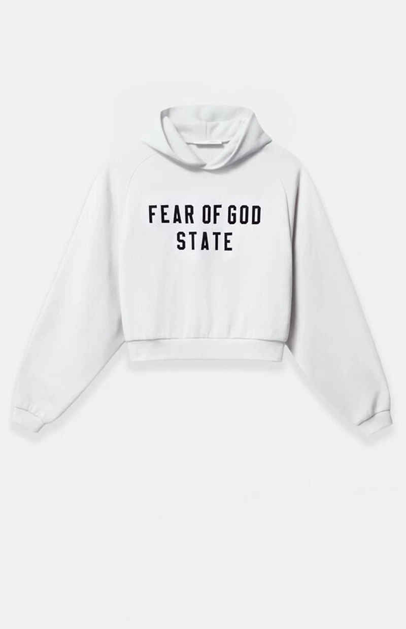 Fear of God ESSENTIALS Women's Bright White Raglan Cropped Hoodie