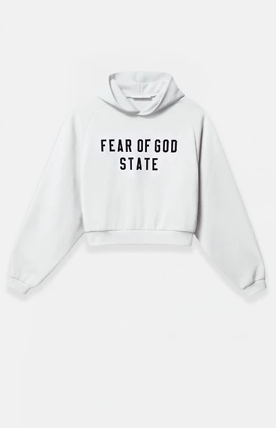 Fear of God ESSENTIALS Women's Bright White Raglan Cropped Hoodie
