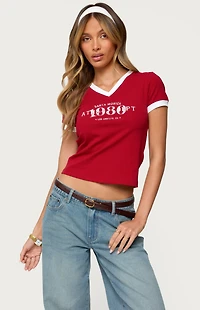 Edikted Santa Monica V Neck T-Shirt