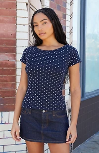 John Galt Polka Dot Ginny Off-The-Shoulder Top