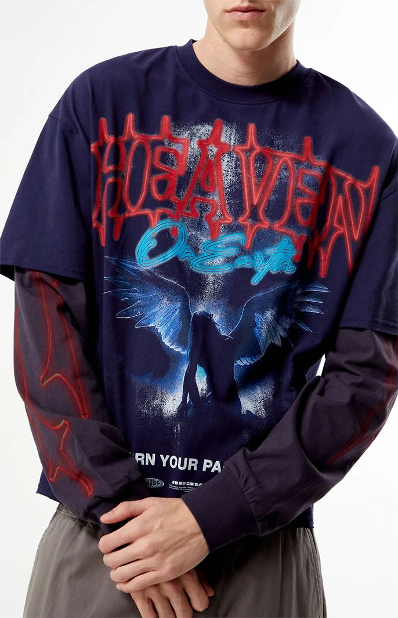 Pacsun Heaven On Earth 2fer Long Sleeve Cropped T-Shirt