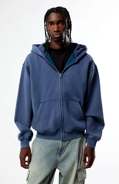 Pacsun Washed Navy Full Zip Hoodie