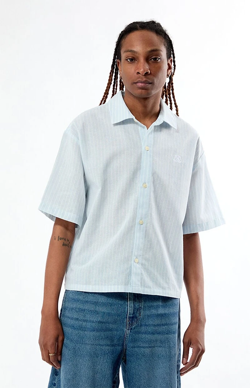 Pacsun Porto Blue Striped Camp Shirt
