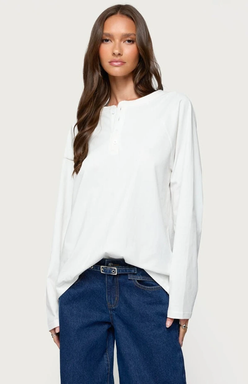 Edikted Cyrus Henley Oversized Top