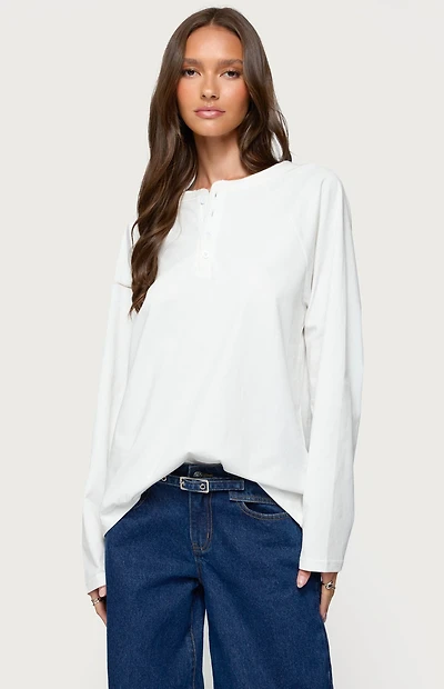 Edikted Cyrus Henley Oversized Top