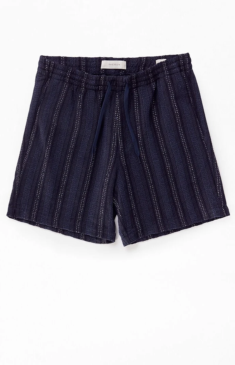 Pacsun Navy Striped Textured Volley Shorts