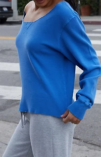John Galt Electric Blue Stelle Off-The-Shoulder Sweatshirt