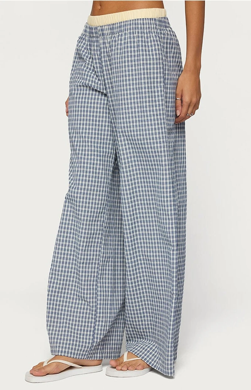 Edikted Indya Contrast Plaid Wide Leg Pants